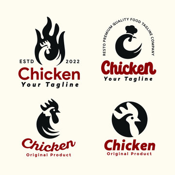 set sillhouete chicken logo vector for companies and restaurants