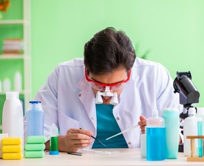 Chemist testing soap in the lab