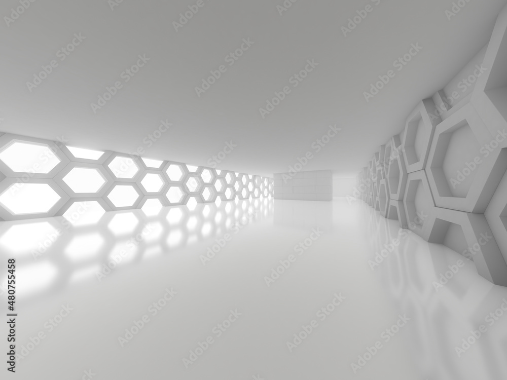Poster abstract modern architecture background, empty open space. 3d illustration