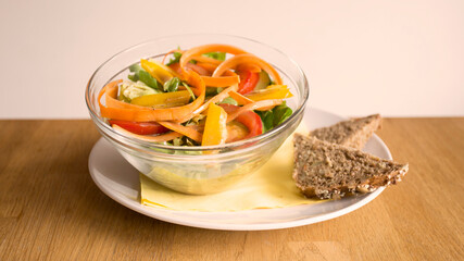 Salad plate with sandwich. Breakfast at brunch.