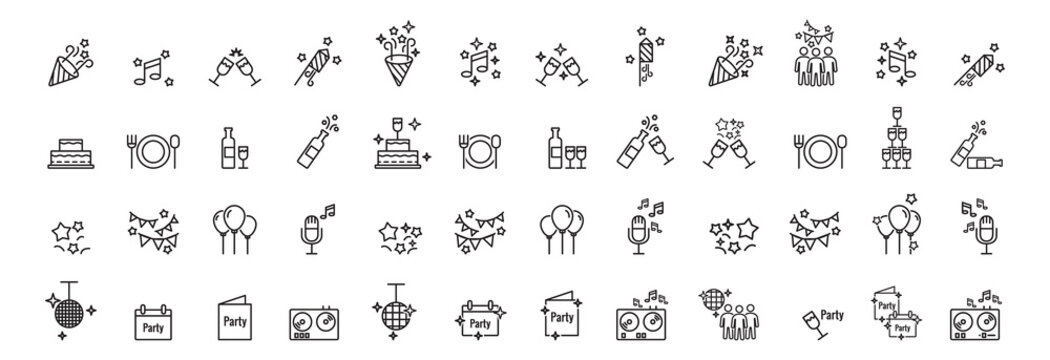 Party Vector Line Icons