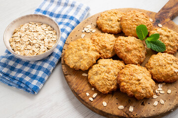 Homemade oatmeal cookies with flour and egg.
