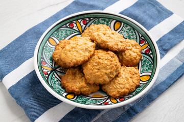 Homemade oatmeal cookies with flour and egg.