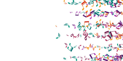 Musical notes cartoon vector backdrop. Melody