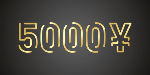 Obraz premium 5000 Yen internet website promotion sale offer big sale and super sale coupon code golden japanese 2000 Yen discount gift voucher coupon black background