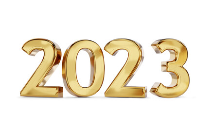 2023 golden bold letters symbol 3d-illustration