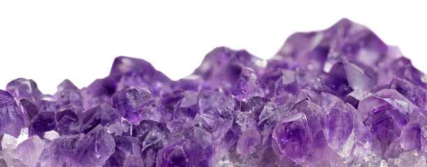 amethyst with lilac large crystals on white