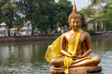 Sri Lanka. Buddha Statues in Seema Malaka Temple, Colombo, Sri Lanka. 