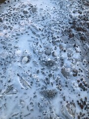 Stones and ice on the seashore.