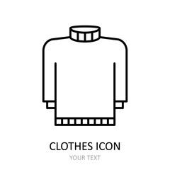 Vector illustration with pullover icon. Outline drawing.