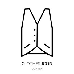 Vector illustration with vest icon. Outline drawing.