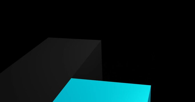3d render with simple minimal background with blue cube and black rectangle