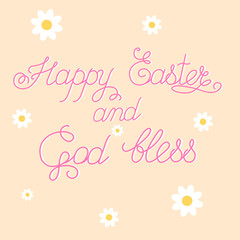 Happy Easter and God bless you hand drawn vector illustration