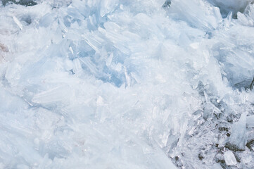 Background from shards of ice. Ice texture. Spring on the river.
