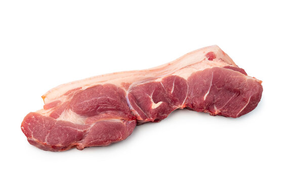 Raw Pork hip meat with Belly skin on white background