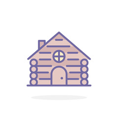 Wooden house icon in filled outline style.