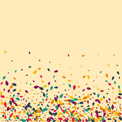 Colorful Leaf Vector Beige Background. Autumn Foliage Forest Design. Season Confetti Card. Yellow Foliage Template.
