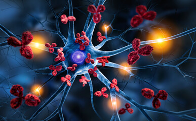 Nerve cells with Antibodies - Autoimmune disease