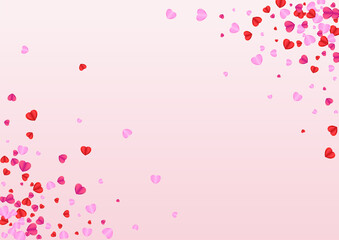 Pinkish Heart Background Pink Vector. Gift Pattern Confetti. Lilac Falling Backdrop. Red Heart Wedding Frame. Tender Present Texture.