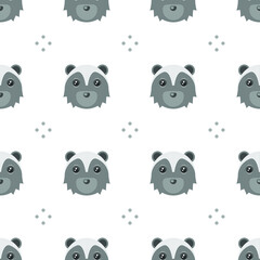Seamless Pattern Abstract Elements Animal Skunk Head Wildlife Vector Design Style Background Illustration Texture For Prints Textiles, Clothing, Gift Wrap, Wallpaper, Pastel