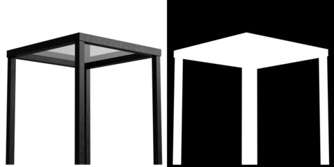 3D rendering illustration of a glass top desk