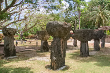 Latte Stones in Latte Stone Park, Guam - obrazy, fototapety, plakaty