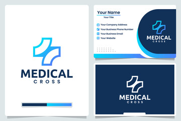 medical cross , technology , logo design and business card