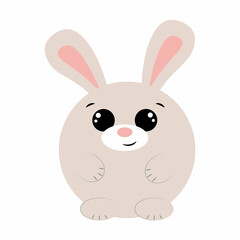 Cute cartoon round Rabbit. Draw illustration in color