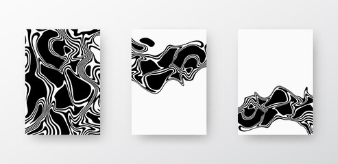 Naklejka premium Template set. Liquid cover black-white background. Template design. Vector