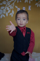 portrait of elegant little boy gesturing