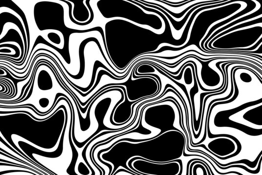 Black and white liquid texture. Abstract vector background. Monochrome marble pattern.
