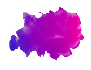 Expressive purple pink abstract watercolor stain. Design template with splashes and drops of pink violet color. Watercolor background. - 480772298