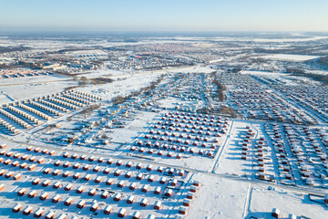 view of a cottage settlement in the Nizhny Novgorod region in winter	