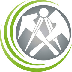 Dachdeckerwerkzeuge und Kreise, Werkzeuge, Dachdecker Logo, Icon