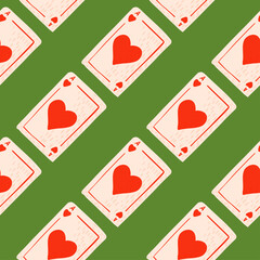 Game cards seamless pattern. Design gambling. Repeated texture in doodle style.