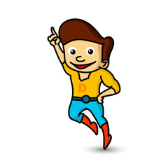 Vector illustration of cute cartoon father expressing victory, success, glory for father's day celebration. Cartoon vector illustration