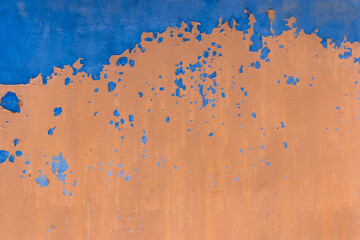 Brown peeling paint with old metallic texture blue abstract steel pattern rough worn iron background surface weathered