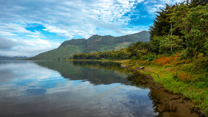 lake and mountains