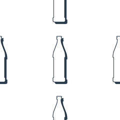 Beer bottles seamless pattern. Line art style. Outline image. Black and white repeat template. Party drinks concept. Illustration on white background. Flat design style for any purposes