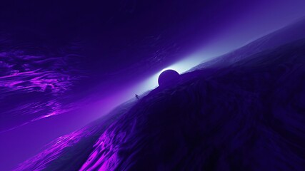 3d illustration - Sci-fi landscape digital  background. © vitanovski