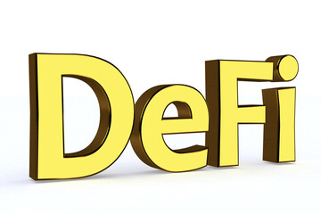 Defi. 3D render text on white background.