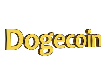 Dogecoin. 3D render text on white background.
