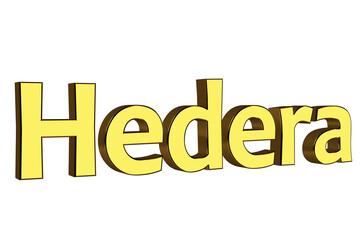 Hedera. 3D render text on white background.