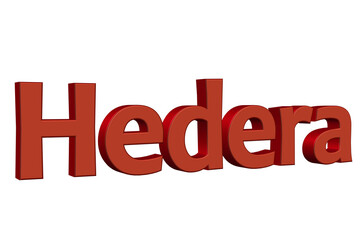 Hedera. 3D render text on white background.