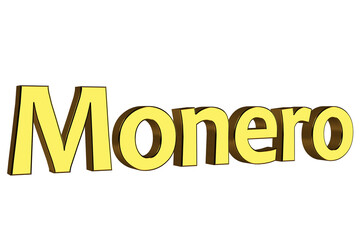 Monero. 3D render text on white background.