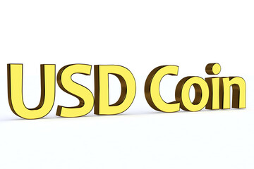 Usd coin. 3D render text on white background.