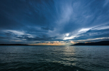 sunset over the lake