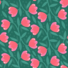 floral pattern for fabric, covers and posters. endless wallpaper with flowers. drawing of endless tulips.