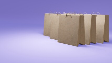 Group of shopping bags blue background