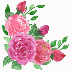 watercolor bouquets of flowers peonies poppies for valentine's day greeting cards invitations for design works